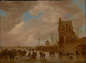 Isfornøjelser foran et brotårn, 1655 af Jan Josefsz Goyen van