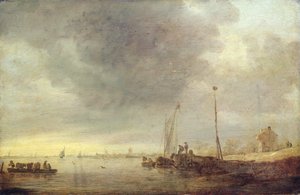 Landskab med flod og færge, 1646