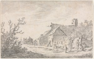 Landskab med hytte og figurer, 1653. af Jan Josephsz van Goyen