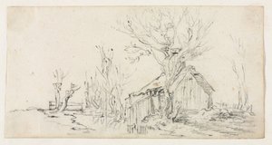 Skitse af landskab med sommerhus, ca. 1630. af Jan Josephsz van Goyen