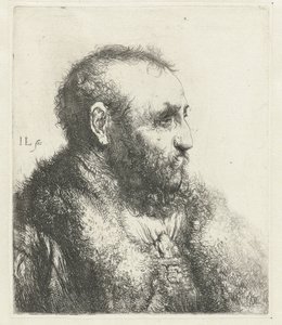 Buste af en gammel mand med pels af Jan Lievens
