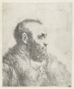 Buste af en gammel mand med pels af Jan Lievens