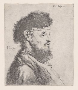 Buste af en mand med en pelshue, 1600-tallet. af Jan Lievens