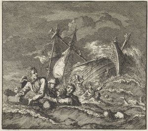 Emblem: skibbrud Forlis med druknende mennesker af Jan Luyken