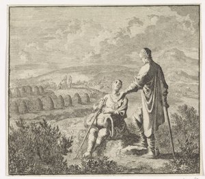 Emblem: felt Landskab med bistader af Jan Luyken