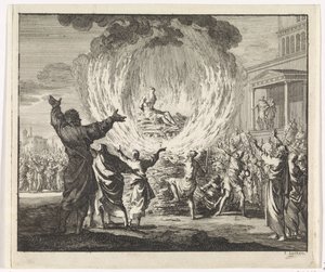 H. Polycarp sættes på et bål, men flammerne brænder ham ikke