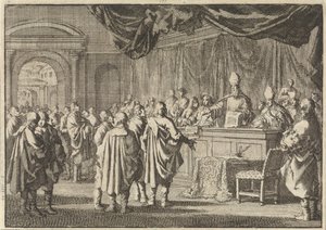 Reformeret i Ungarn for en domstol af biskopper og andre romanister, 1670 af Jan Luyken