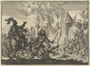 Hollandske tropper stormer Tienens mur, 1635 af Jan Luyken