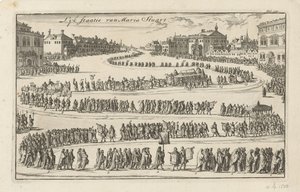 Begravelse af dronning Mary II Stuart, 1695 Lyk-staten Mary Stuart (titel på objekt) af Jan Luyken