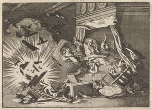Eksplosion af en bombe i et hus på Ebbingestraat i Groningen, 1672