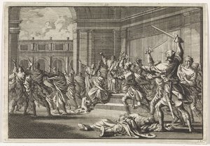 Opløb og kamp i templet i Jerusalem af Jan Luyken