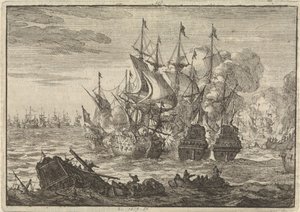 Slaget ved Beachy Head, 1690 af Jan Luyken