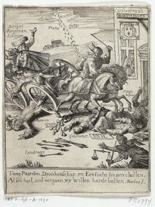 Tegneserie, der skildrer den påståede fransksindethed i Amsterdam, 1690 af Jan Marlois