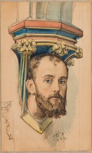 Karton til udsmykningen af Mariakirken – Konsol i form af et mandligt hoved (portræt af T. Stryjeński) af Jan Matejko