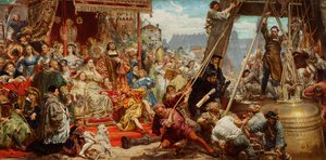 Opsætningen af Zygmunt-klokken i tårnet på katedralen i Kraków i 1521
