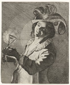 Smilende dreng med et glas i hånden af Jan Matham (possibly)