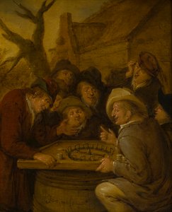Boors spiller et spil Rouge et Noir, ca. 1630-68 (olie på lærred) af Jan Miense Molenaer
