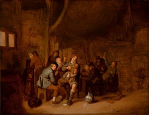 Figurer, der ryger og spiller musik i en kro, ca. 1640 (olie på panel) af Jan Miense Molenaer