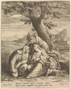 Hellig familie med St. Elizabeth og St. Johannes Døberen, 1588. af Jan Muller