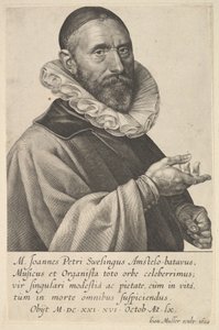 Portræt af Jan Pietersz Sweelinck, organist og musiker i Amsterdam, 1624. af Jan Muller