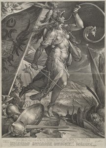 Bellona leder de kejserlige hære mod tyrkerne af Jan Muller after Bartholomaeus Spranger
