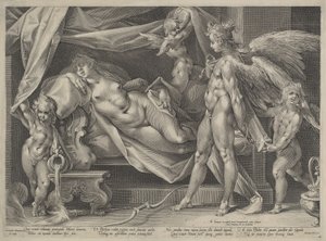Amor og Psyche af Jan Muller, after Bartholomaeus Spranger