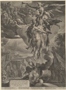 Kunstens Apotheose af Jan Muller, after Bartholomaeus Spranger