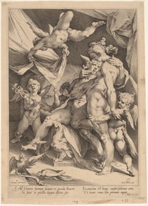 Venus og Merkur af Jan Muller, after Bartholomaeus Spranger