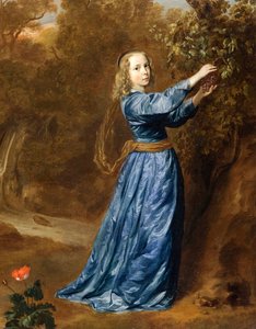 ""Portræt af en pige der plukker druer"" (Portræt af en pige der plukker druer) Maleri af Jan (Johan, Johannes) Mytens (Mijtens) (ca 1614-1670), - Olie på lærred Dim 50,2x40,5 cm Foundation Custodia