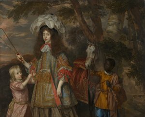 Portræt af Maria af Orange (1642-1688), med Hendrik van Zuijlestein (d. 1673) og en tjener, 1665