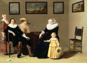 Hollandsk familie i et interiør