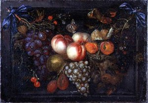 Stilleben med frugt i en stenniche af Jan Pauwel the elder Gillemans