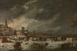 Den frosne Schelde i Antwerpen