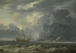 Skibsfart i oprørt hav af Jan Peeters the Elder