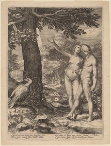 Adam og Eva foran Kundskabens Træ af Jan Pietersz Saenredam after Abraham Bloemaert
