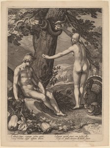 Menneskets fristelse af Jan Pietersz Saenredam after Abraham Bloemaert