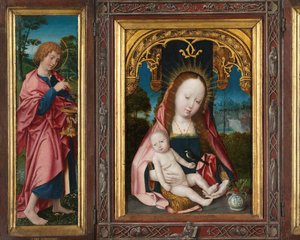 Triptykon med jomfru og barn, Johannes evangelisten (venstre fløj) og Maria Magdalena (højre fløj)