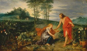 Kristus viser sig for Maria Magdalene påskemorgen (Noli me tangere), ca. 1626 (olie på træ) af Jan & Rubens P.P. (1577 1640) Brueghel