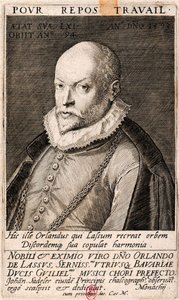 Portræt af komponisten Orlando di Lasso 1532-1594, 1593. af Jan Sadeler
