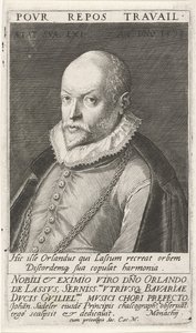 Portræt af komponisten Orlando di Lasso 1532-1594, 1593 af Jan Sadeler