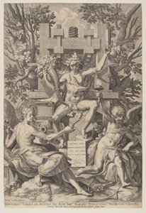 Bacchus siddende på en tønde af Jan Sadeler I