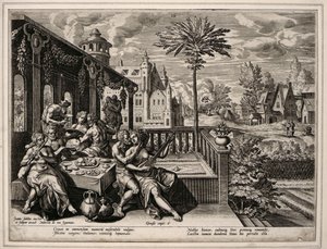 Første Mosebog kapitel 6, vers 9, ca. 1600 (gravering på vævet papir) af Jan Sadler