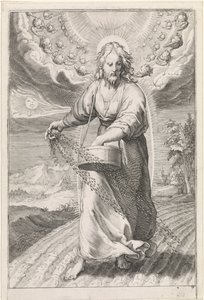 Kristus som såmand Lignelse om ukrudtet blandt kornet (serietitel) af Jan Saenredam (attributed to)