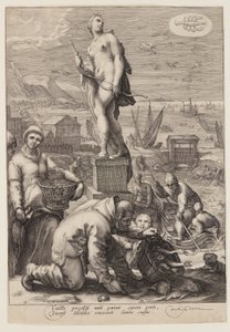 Diana, der hersker over navigation og fiskeri, fra Seven Planetary Gods af Jan Saenredam