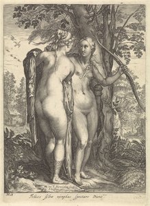 Diana og en nymfe foran et træ Diana og hendes nymfer (serietitel) af Jan Saenredam