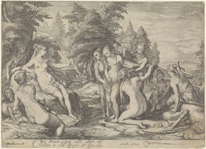 Diana opdager Callisto .s graviditet af Jan Saenredam