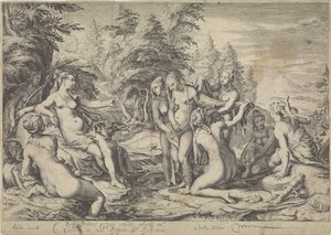 Diana opdager Callisto .s graviditet af Jan Saenredam