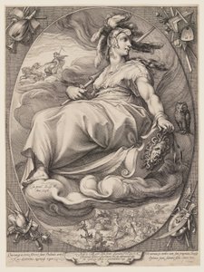 Pallas Athena, fra Tre gudinder siddende i skyerne af Jan Saenredam
