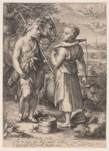 Summer (Boy with Sheaf of Wheat and Girl Wearing a Yoke), fra De fire årstider af Jan Saenredam