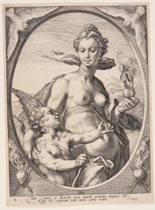 Venus og Amor, fra Tre hedenske guder eller gudinder af Jan Saenredam